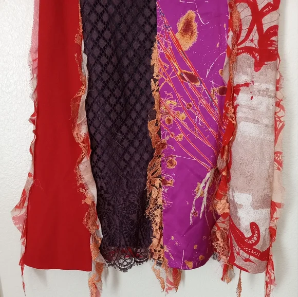 Christian LaCroix Vintage Artsy Sacai Patchwork Silk Midi Multicolor Skirt - Picture 8 of 9